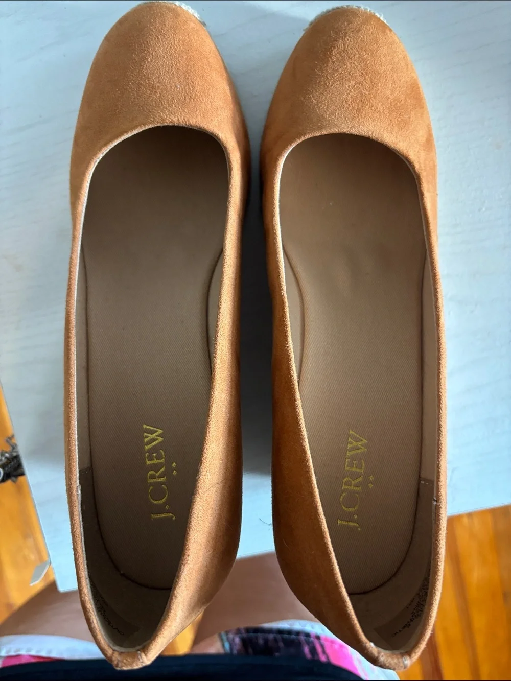 J. Crew Suede Espadrille Wedge in Tan